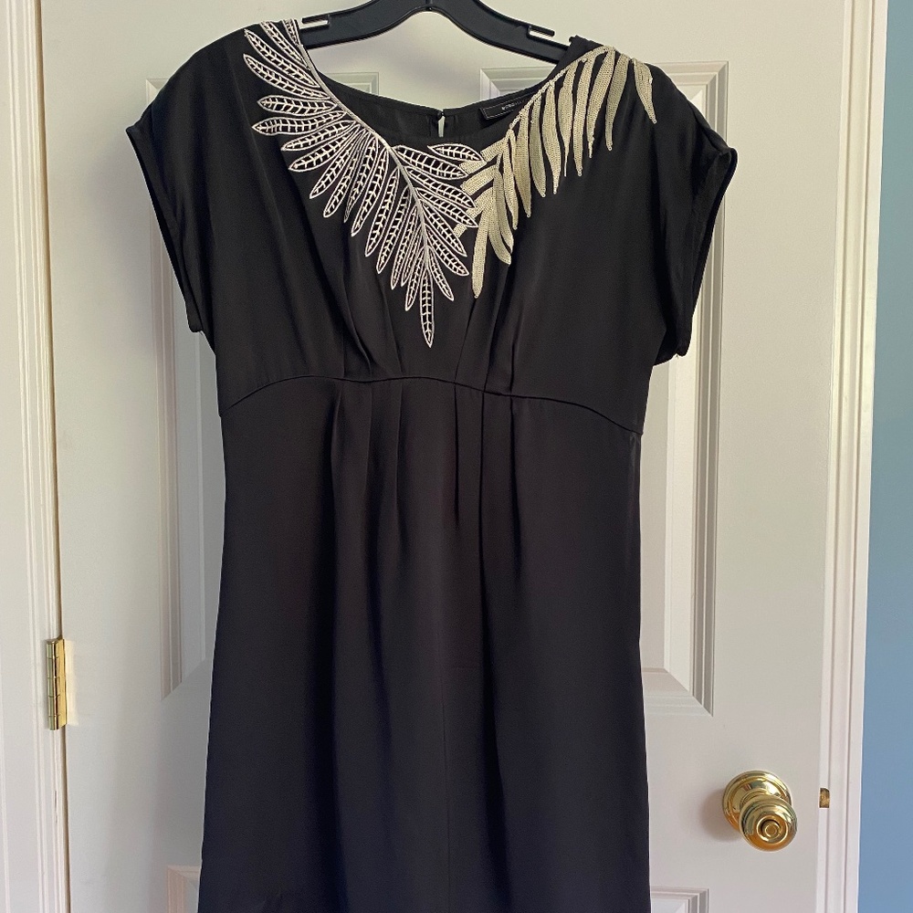 BCBG Max Azria black silk dress with floral sequins